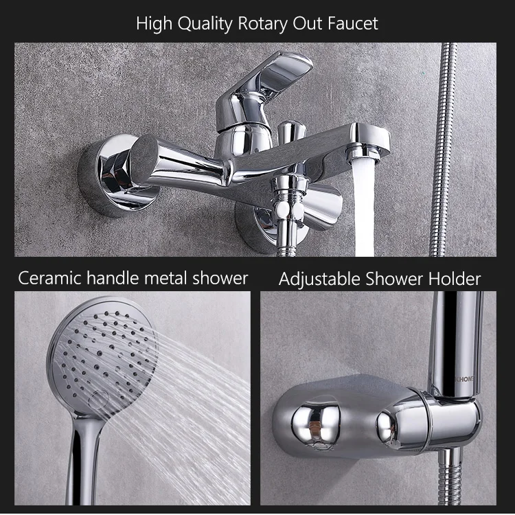 Brass Chrome wall Shower bathroom shower faucet high quality copper bath & shower faucets