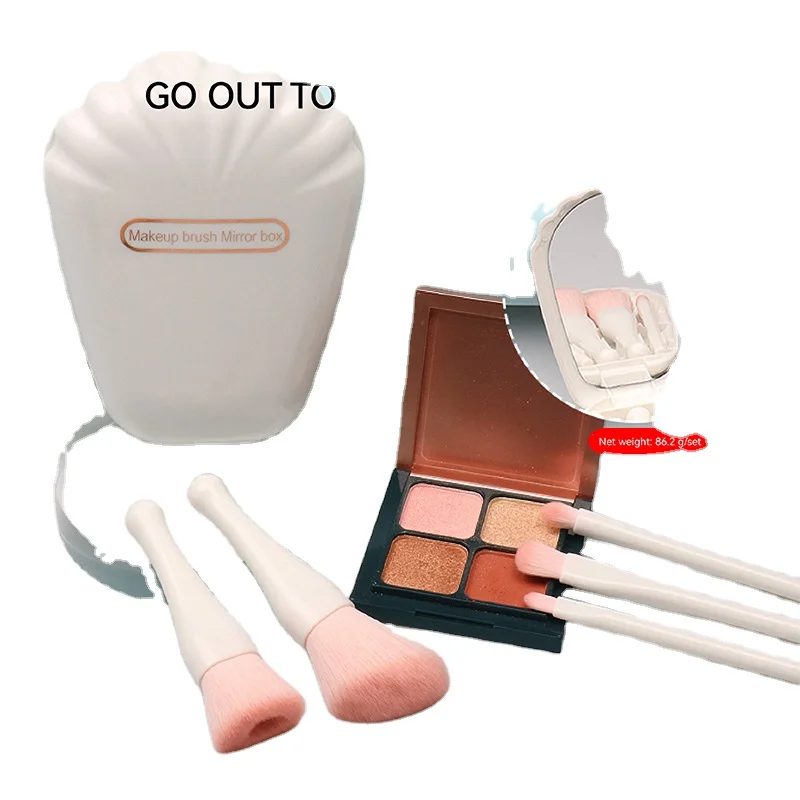 Yalina 5Pcs Custom mini travel beauty brush set Cosmetic Tools Portable Makeup Brush Kit With Mirror