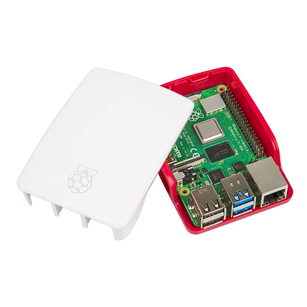 Оптовая продажа корпус Raspberry Pi 4 красный и белый из АБС-пластика можно установить вентилятор