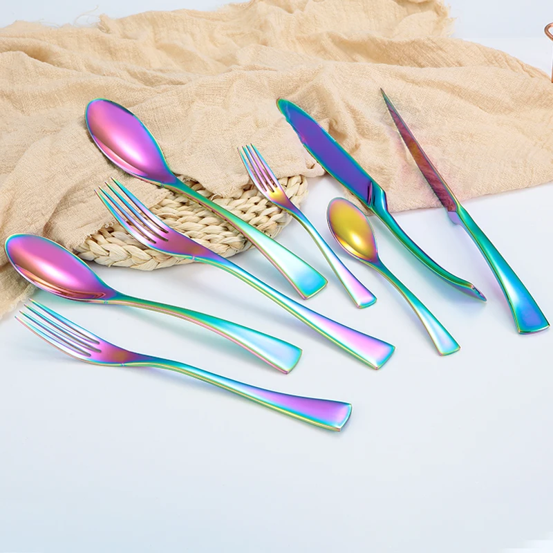 Luxury Mirror Knife Fork Spoon Kaya Black Stainless Steel Cutlery Set For Restaurant