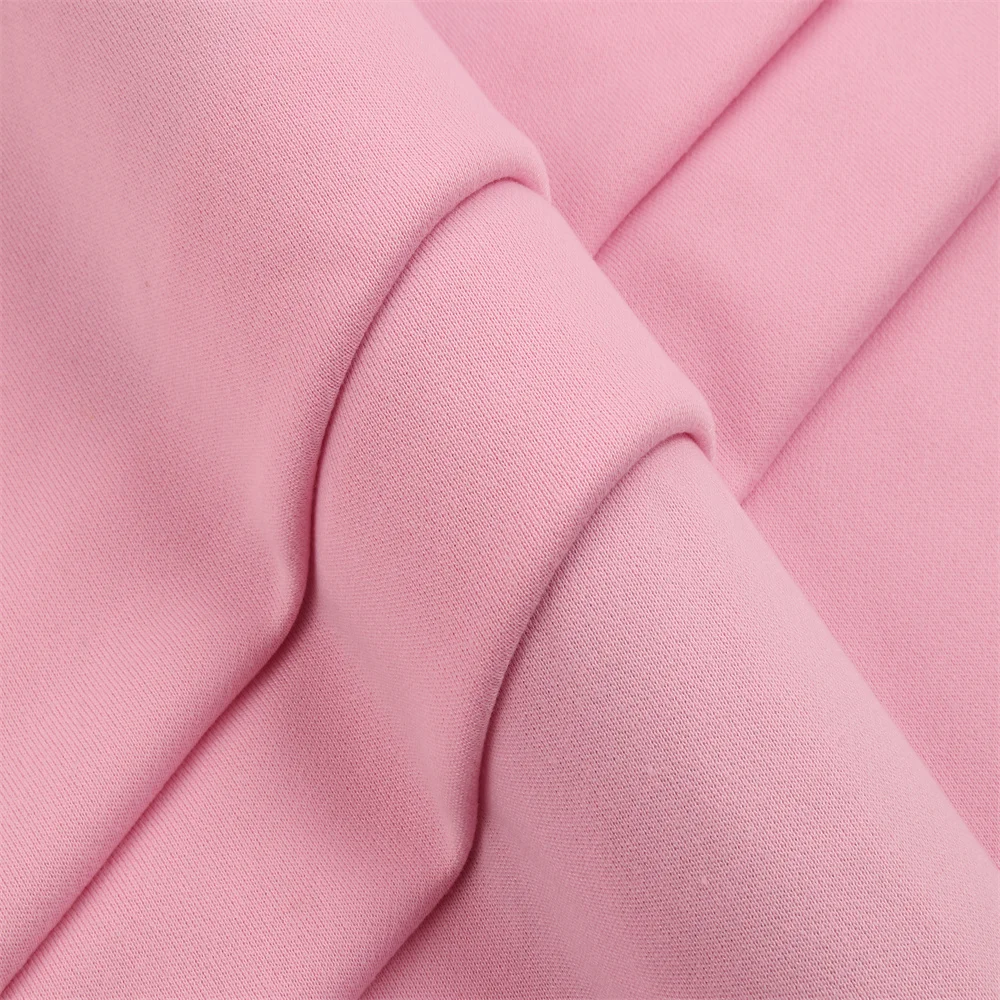 99W French Terry Fabric 100% Polyester Double Yarn Warp Knitted T-Shirts Hoodies Fabric for Uniforms In-stock Items
