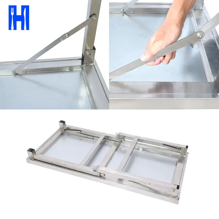 Heavybao Knocked-down Lab Kitchen Worktable Stainless Steel Square Tube Folding Work Table