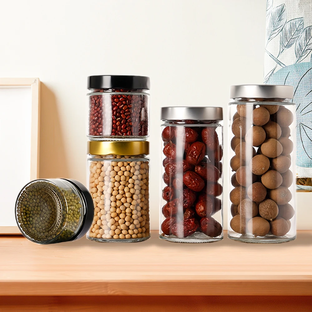 Hot Sale 200ml 300ml 400ml 500ml 750ml1000ml clear round shape jam peanut butter glass jars with lid