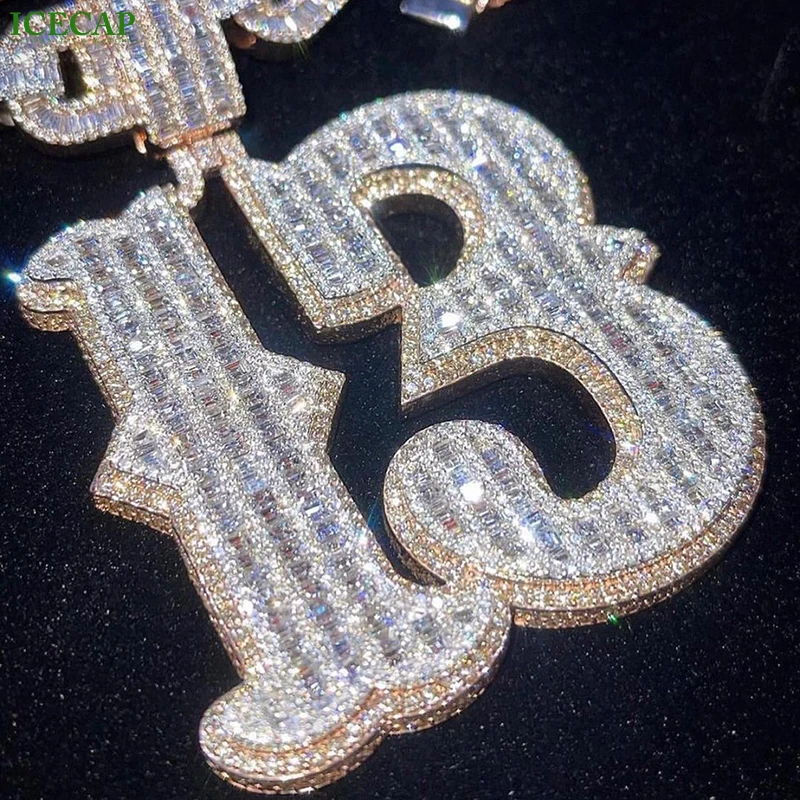 Custom VVS Moissanite Diamond Letter Name Hip Hop Jewelry Iced Out 925 Sterling Silver Logo Rose Gold Charm Pendant