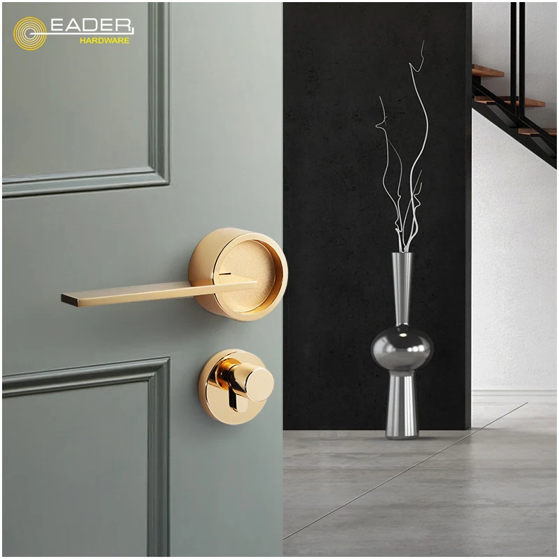 EADER Golden PVD Light Luxury Zinc Alloy Door Handle Heavy Quality Lock