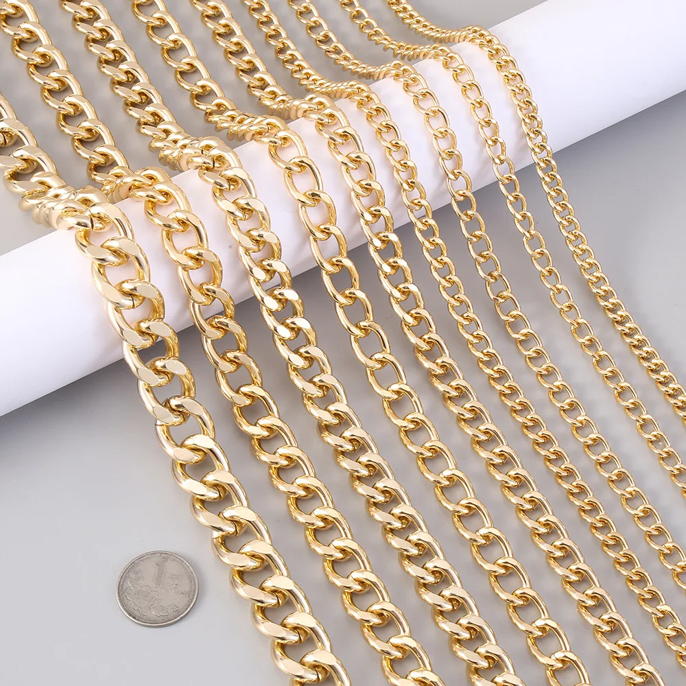 fashion jewelry chains women Gold Man Cuban Link Fashion Necklace Fine Woman 14k Filled & Bracelet Plated Sweater Neck Chain