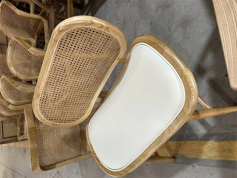 Rattan Wicker furniture Cane  accent chair Teak Wood With Luxury Vintage Style For Home Dining Room