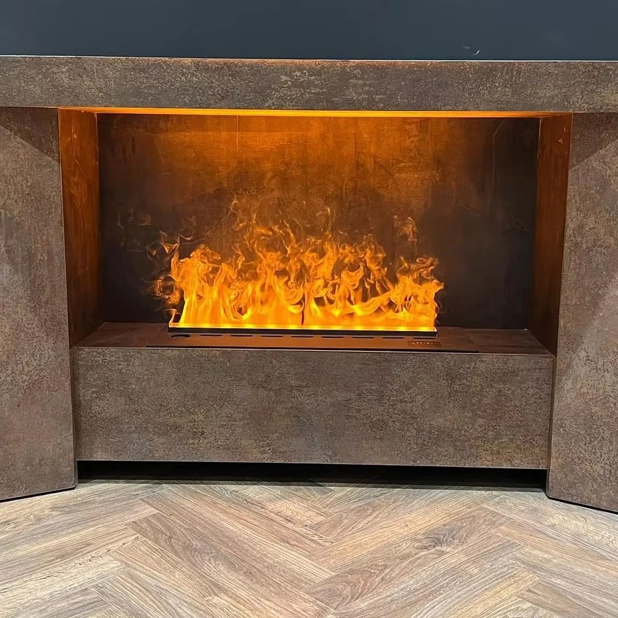 European classic 3d flame electric fireplace with mantel water steam wood burning fireplace living room decoration
