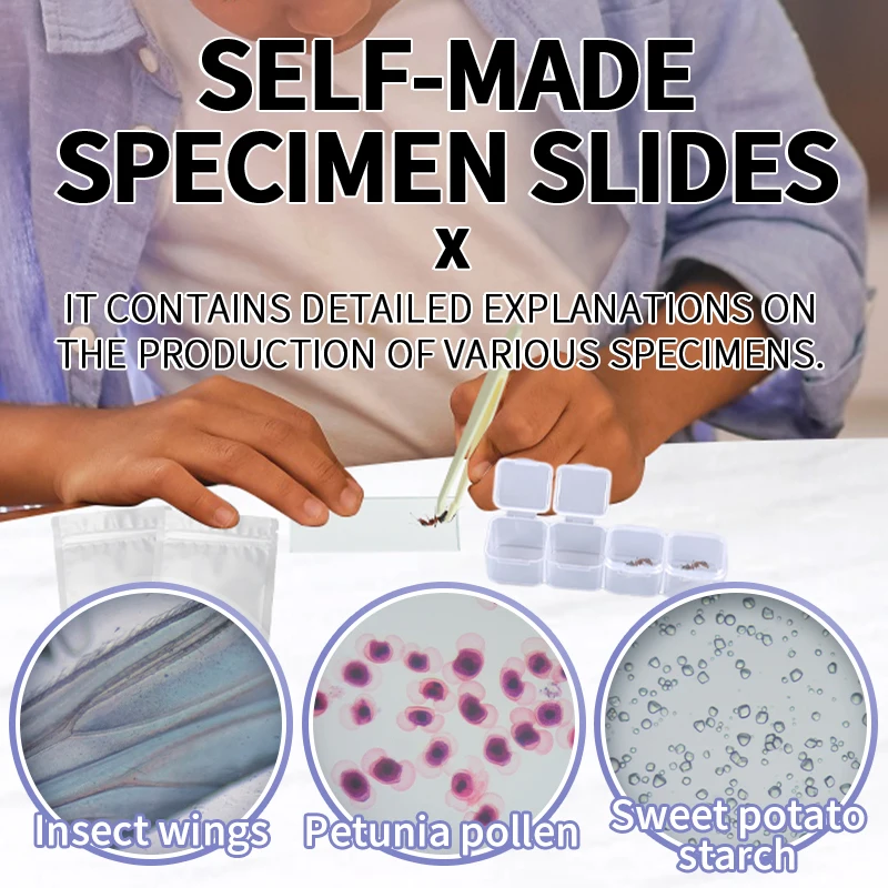 Wholesale Kids Educational Toys 60-120x Pocket Microscope Kit Biological Science Experiment Kit with Microscope Slides