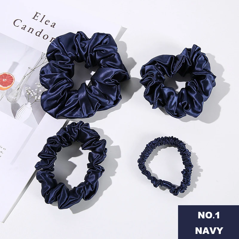 100% Pure Mulberry Silk Hair Elastic Hair Bands Premium Scrunchy Hair ties Skinny Silk Scrunchies