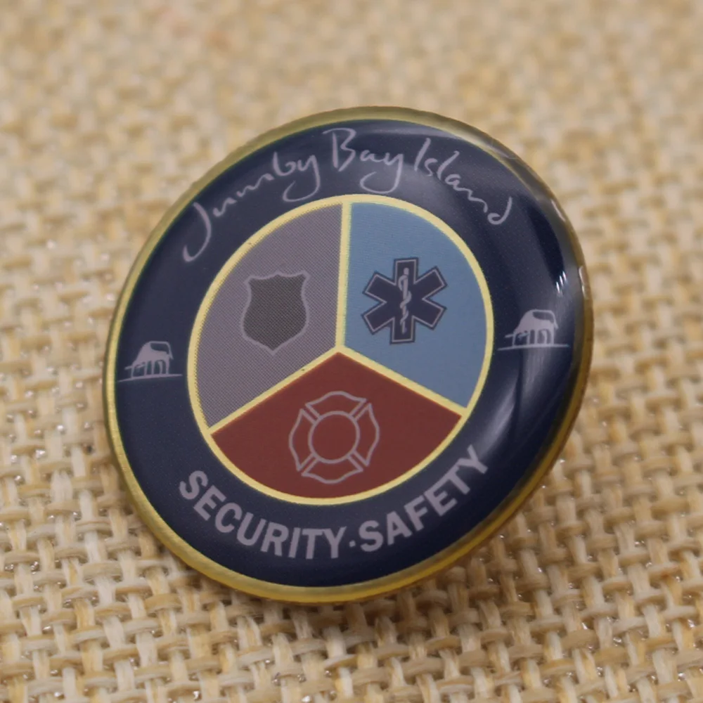 Custom Brass Metal Epoxy Dome Printing Badge Offset Printing Lapel Pin