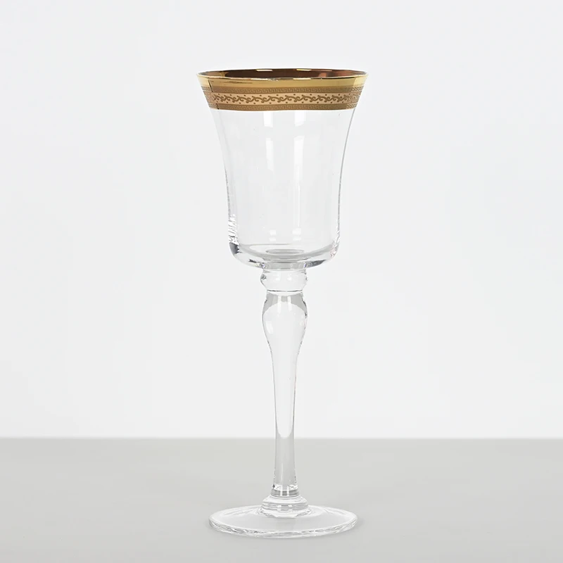 Wedding desktop decoration gold rimmed wine glasses for wedding party water goblet Customized logo for crystal glass wine glass