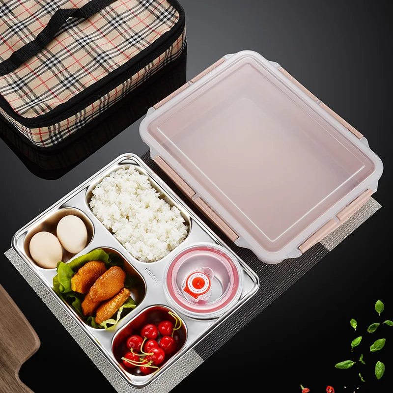 Ланч-бокс Bento из нержавеющей стали с 4/5 отделениями и чашей для детей