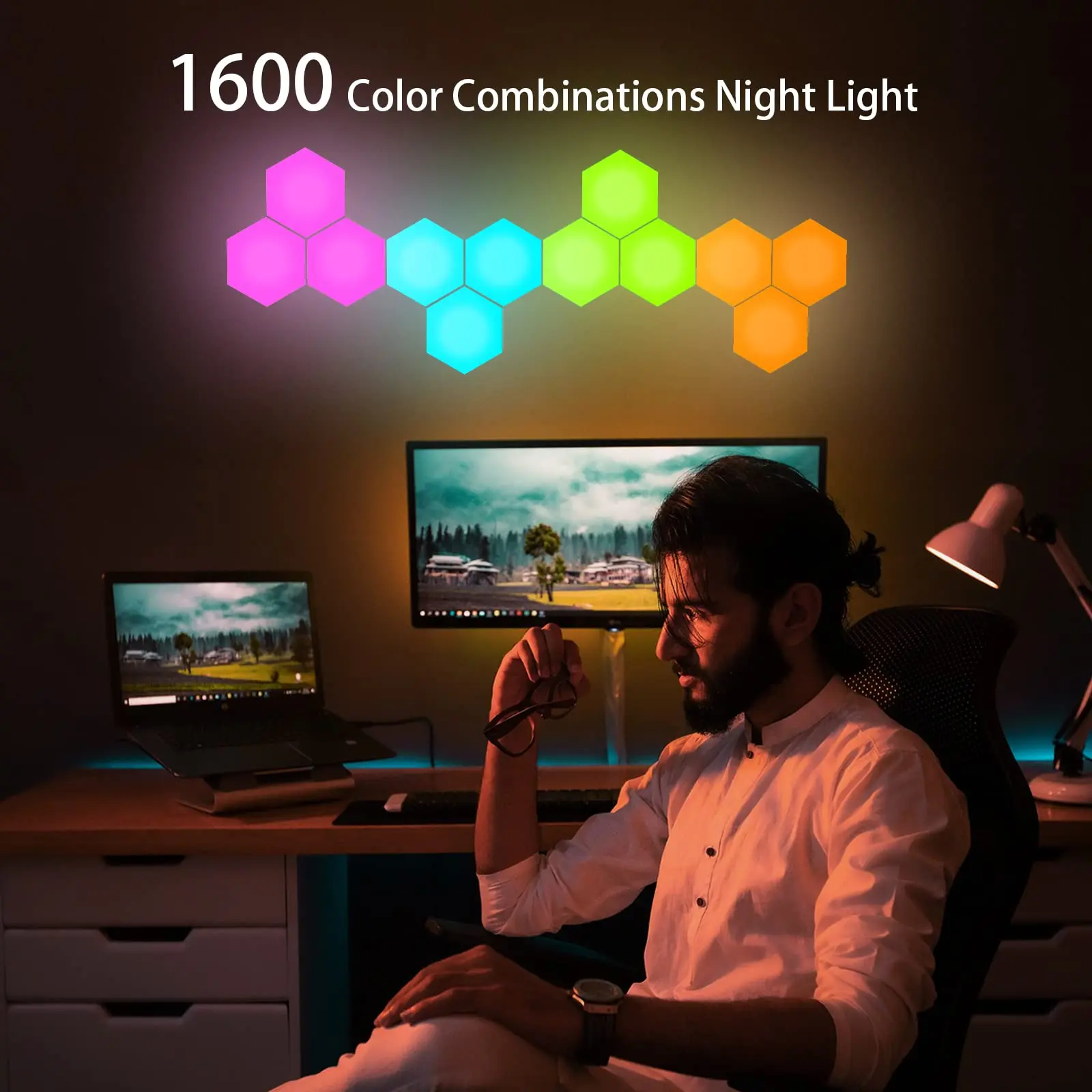 3D RGB Changing Hexlight Modular Touch Panels Wall Lighting Magnetic Honeycomb Quantum Lamp LED Hexagon Decoration Night Light