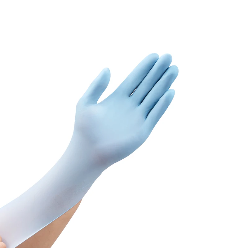 8 mil In stock blue nitrile vinyl blend gloves powder free latex free safety gloves industrial gloves