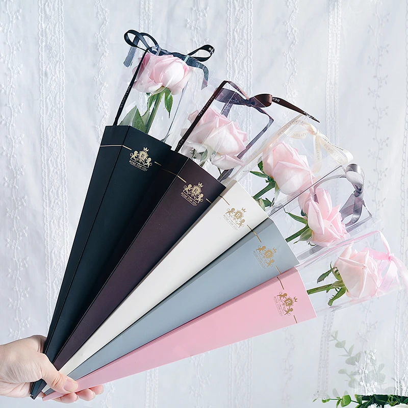 ZL Luxury Single Flower Packaging Portable Preserved Roses Bag Handmade Bouquet Gift Box Valentine Flower Packaging Box