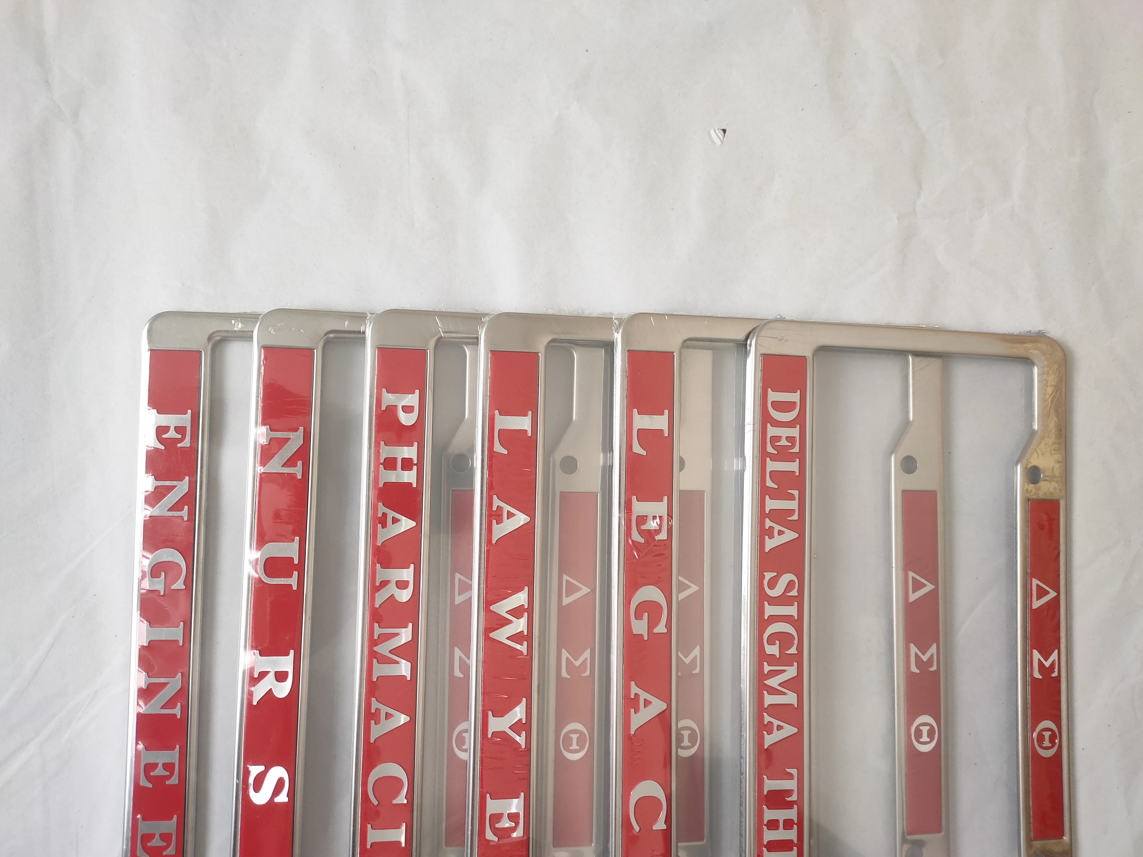 usa standard size metal stainless steel vehicle chrome plated lisence plate frame logo license number