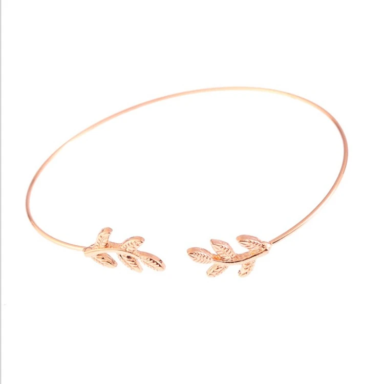 YiWu Fashion jewelry simple wild metal copper leaf bracelet plating alloy jewelry ladies bracelet