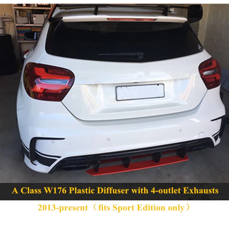 ABS Rear bumper diffuser & exhaust tip for Mercedes A class W176 & A45 AMG package 2013-IN
