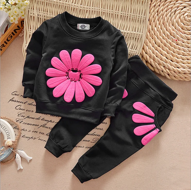 
Spring and Autumn New baby Girls Flower Set Korean Edition Child Long Sleeve two pieces Set 