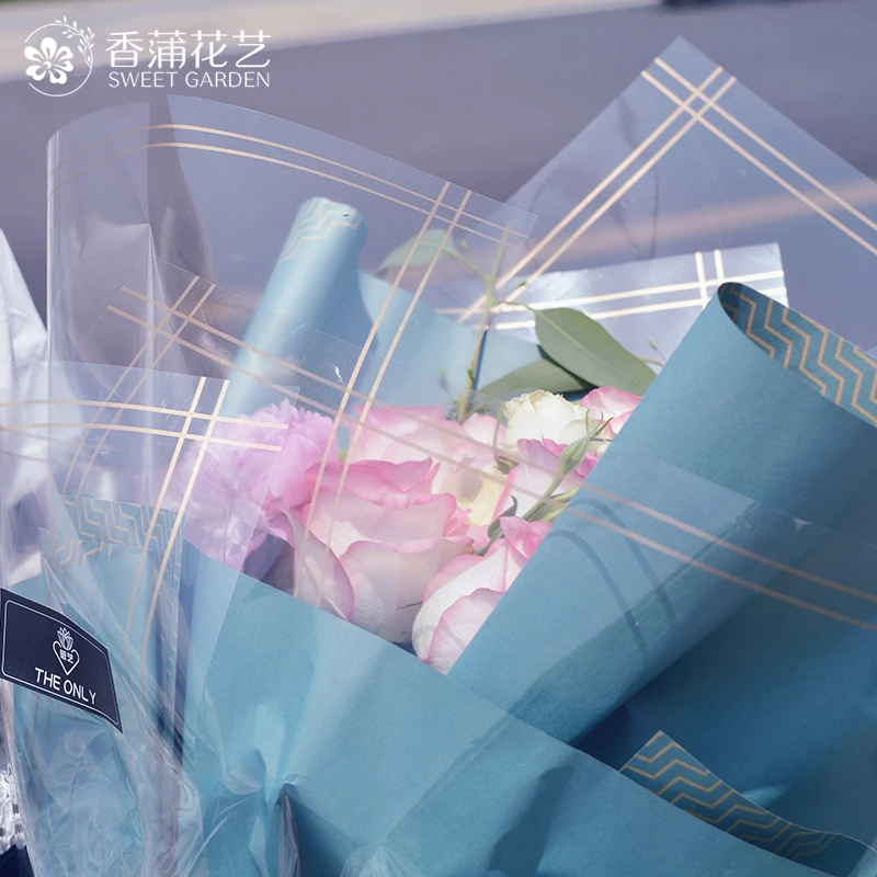 
Hot sale cellophane with borders flower bouquet wrapping paper for flowers gifts wholesale 