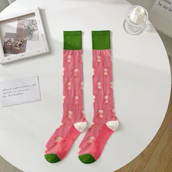 Colorful Long Tube Women Socks Cute Sweet Silk Thin Socks