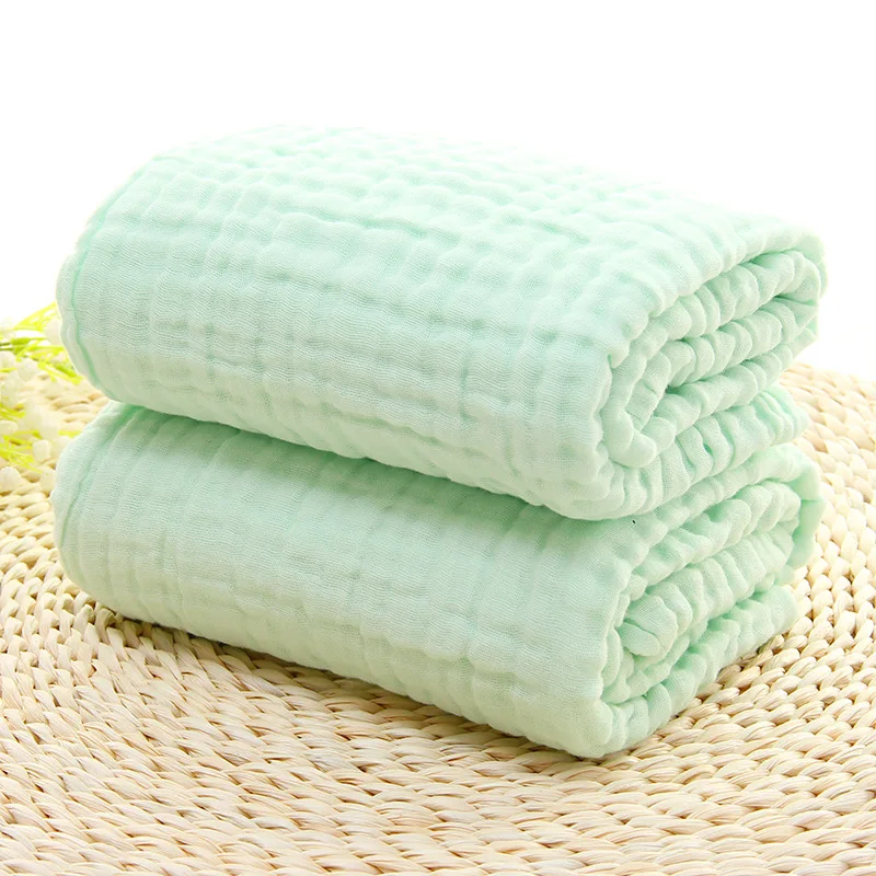 Baby Solid Colors Absorbent Towel Quilt 100% Cotton Gauze 6 Layer Muslin Swaddle Blanket