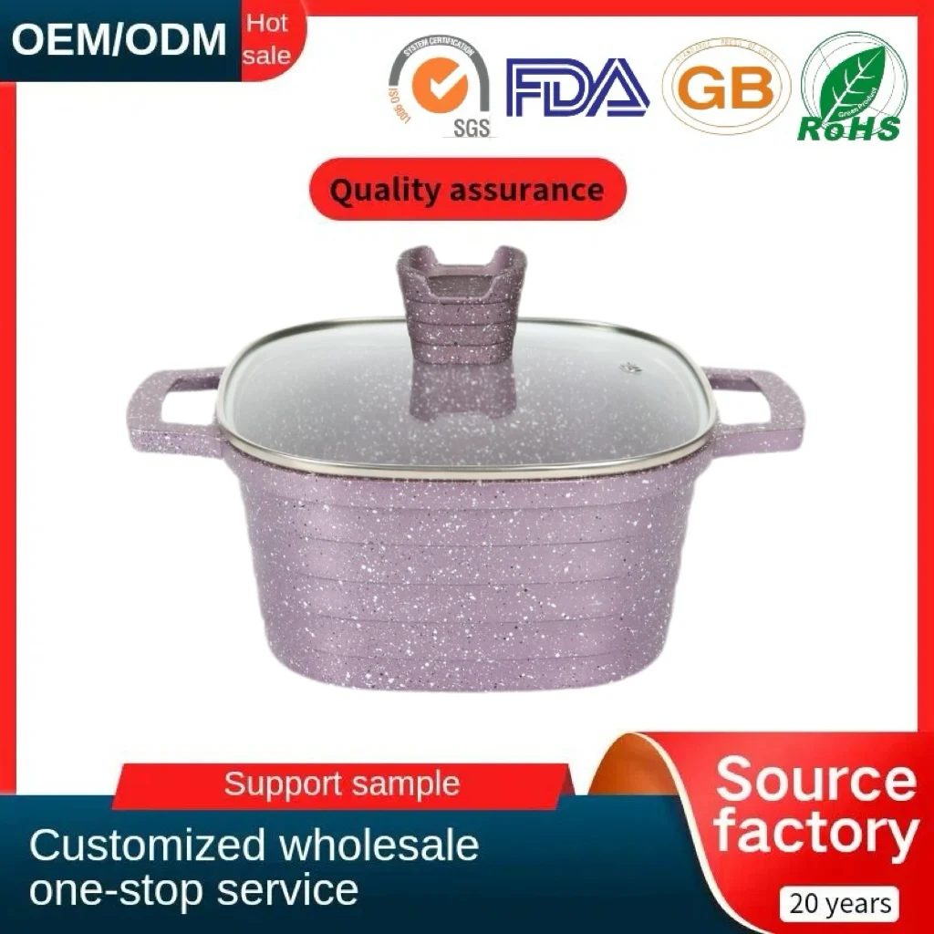 10pcs Die Cast Granite Aluminum Square Soup Pot Set Non Stick Pan Frying Set Kitchenware Sets Cookware for Gas Stove