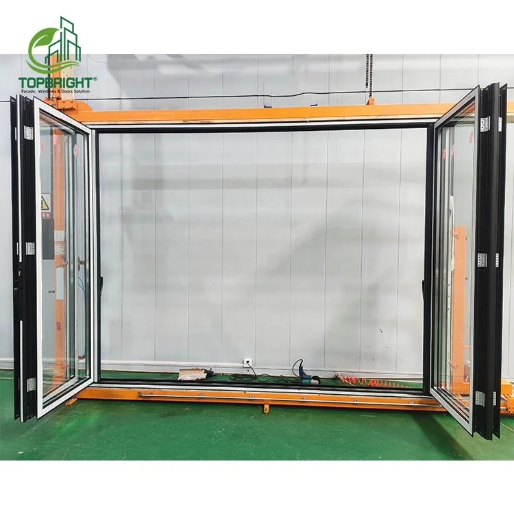 Storefront high quality folding glass wall systems commercial stainless steel accordion exterior bifold doors