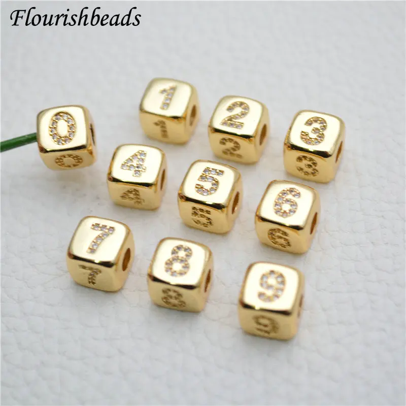 18k Gold Plated Square Beads Pendant Cube for DIY Bracelet Loose Beads Accessories Spacer Beads