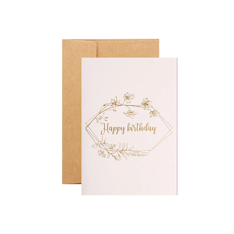 Factory Manufacturer of Customized Handmade 3D Gold Foil Decorative Pink Folded Valentine Greeting Card with Envelope