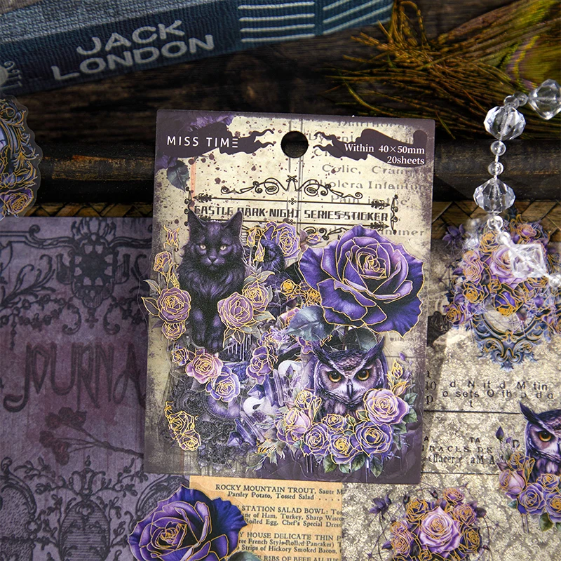 20pcs Castle Theme Pet Stickers Baroque Gothic Decorative Scrapbook art journaling Stationery Card Collage DIY Scrapbooking Art