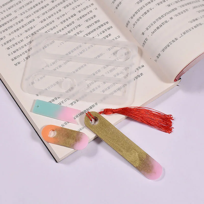DIY Crystal Glue Resin Mirror Oval Triangle Tail Bookmark Hanging Pendant Silicone Mold Wholesale
