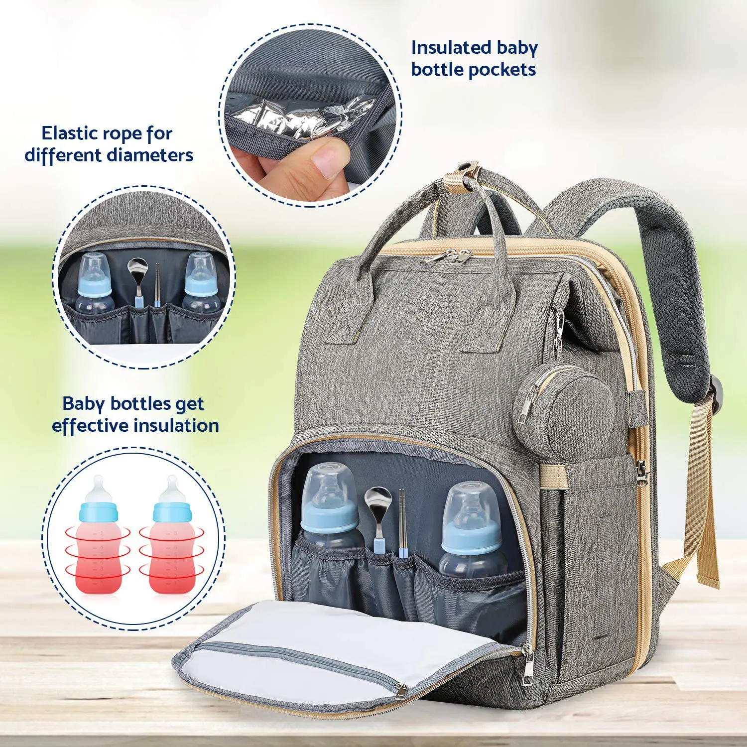 FREE SAMPLE Diaper Bag Backpack Baby Bag with Changing Station Portable 3 in 1 Nappy Baby Diaper Backpack
