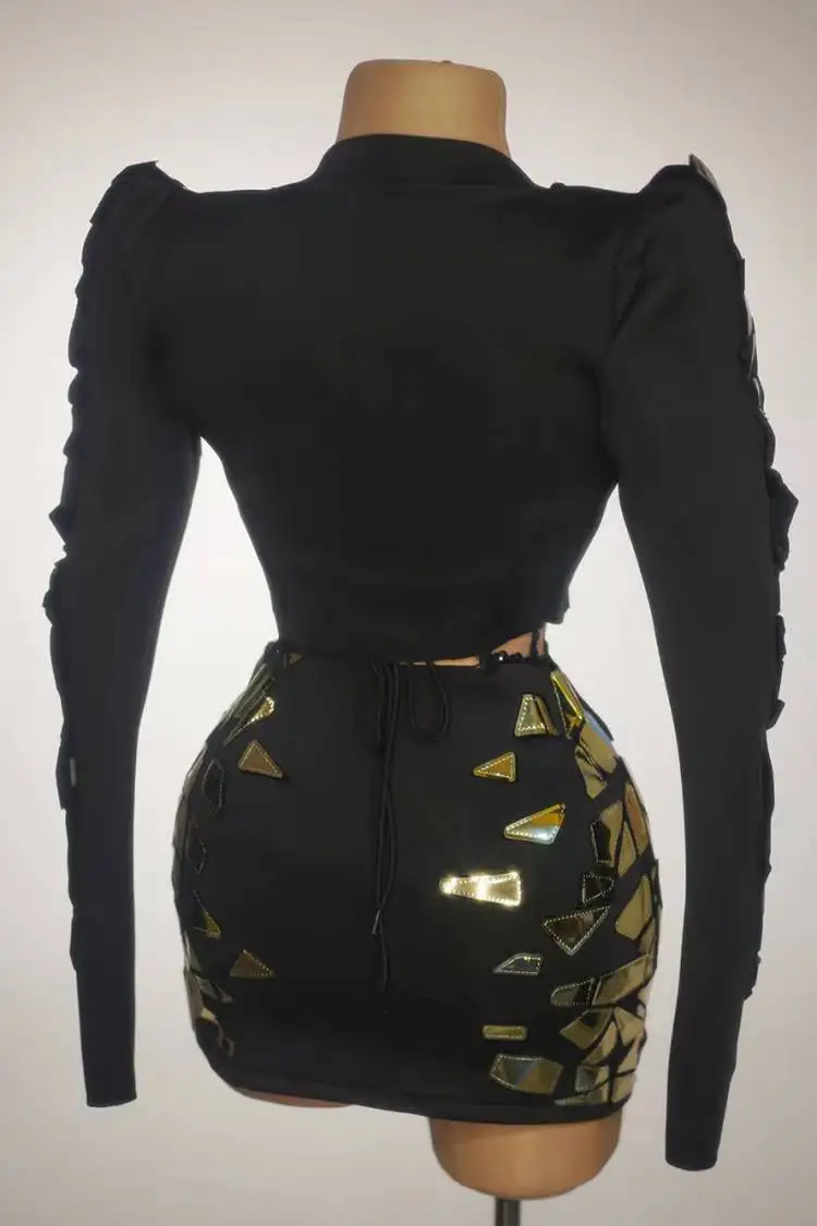 Sexy Bling Sequin Bra Mini Skirts Outfit Sets Show Singer Dancer Stage Performance Wear Women Bodycon Night Club Party Dress