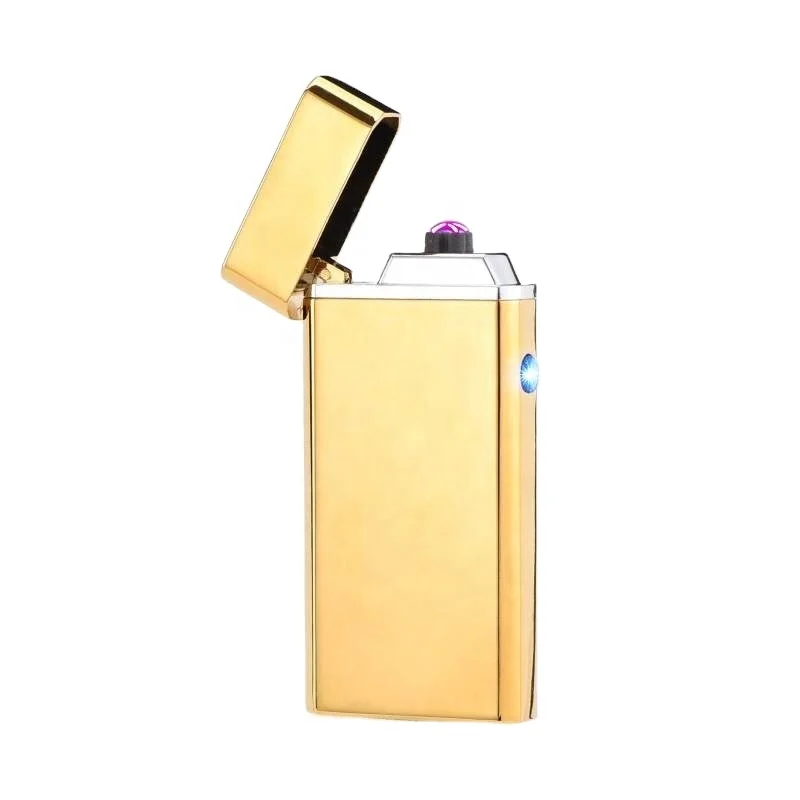 hot selling  innovation electronic dual arc flint beam electric spark usb charged smoking lighter side button