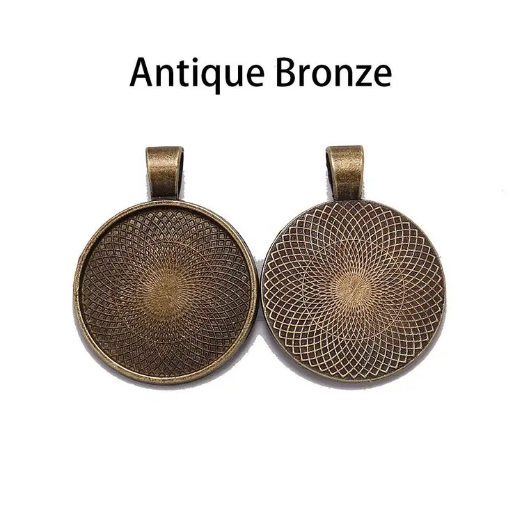 Hot Sale 25mm sublimation necklace photo frame pendant round blank bezel picture pendant trays charms for jewelry making