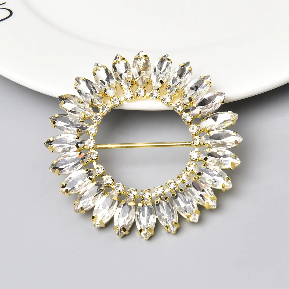 Horse Eye Crystal Accessories DIY Colored Metal Clothing Shoes Hats Decoration Round Circle Rhinestone Belt Buckle