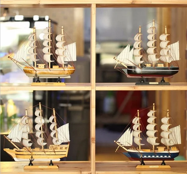 Custom hot selling wholesale sailboat model small decorative craft wooden sailboat model