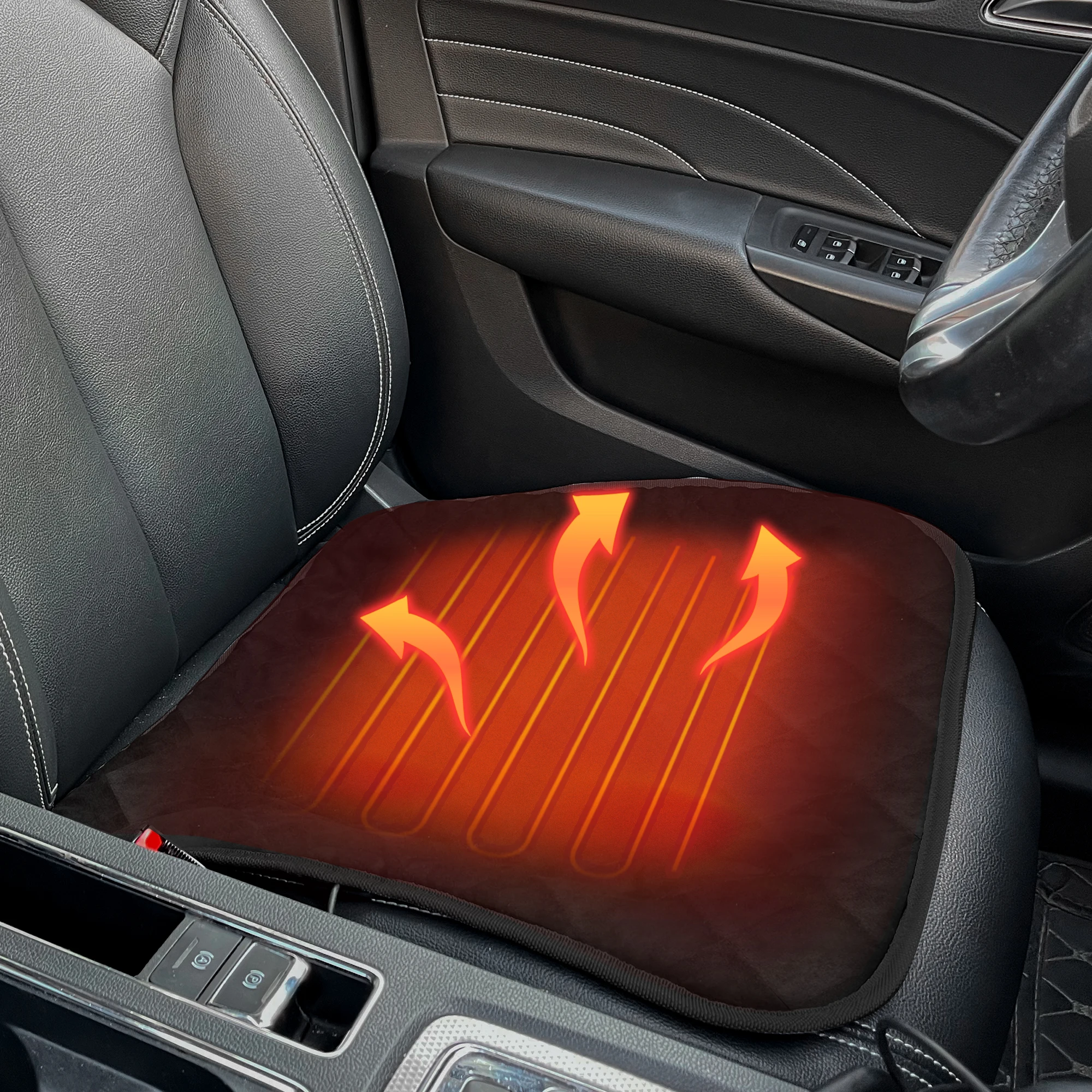 Portable Foldable Cigarette Lighter Powered Heated Car Seat Cushion for Cold Relief Fatigue Reduction