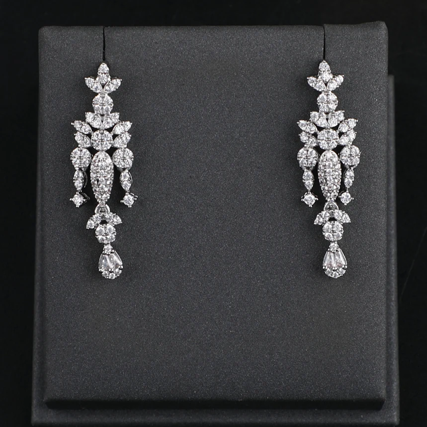 Factory wholesale Luxury Cubic Zircon 4pcs high quality hot sale Indian Dubai bridal wedding jewelry necklace set