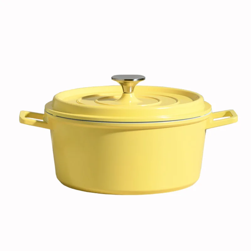 European double ears Style Enamel Cookware Cooking Set Heat Resistant Double Ears Enamel Pot Set Ceramic Coating Pan