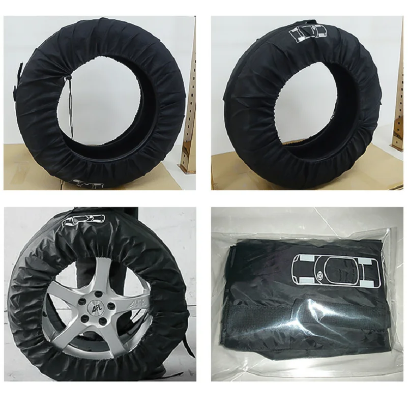 Universal 4pcs S/L Car Spare Tire Cover Case Polyester Tires Storage Bag Carrier Auto Tyre Wheel Protector Dustproof Waterproof