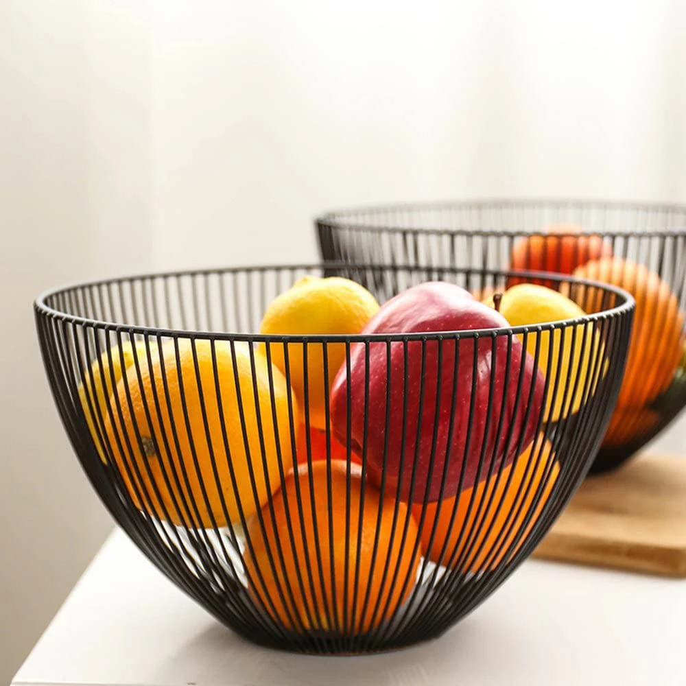Kitchen Minimalist  Iron Fruit Bowl Stand Metal Wire Fruit Basket Countertop Holder For Fruit Vegetables