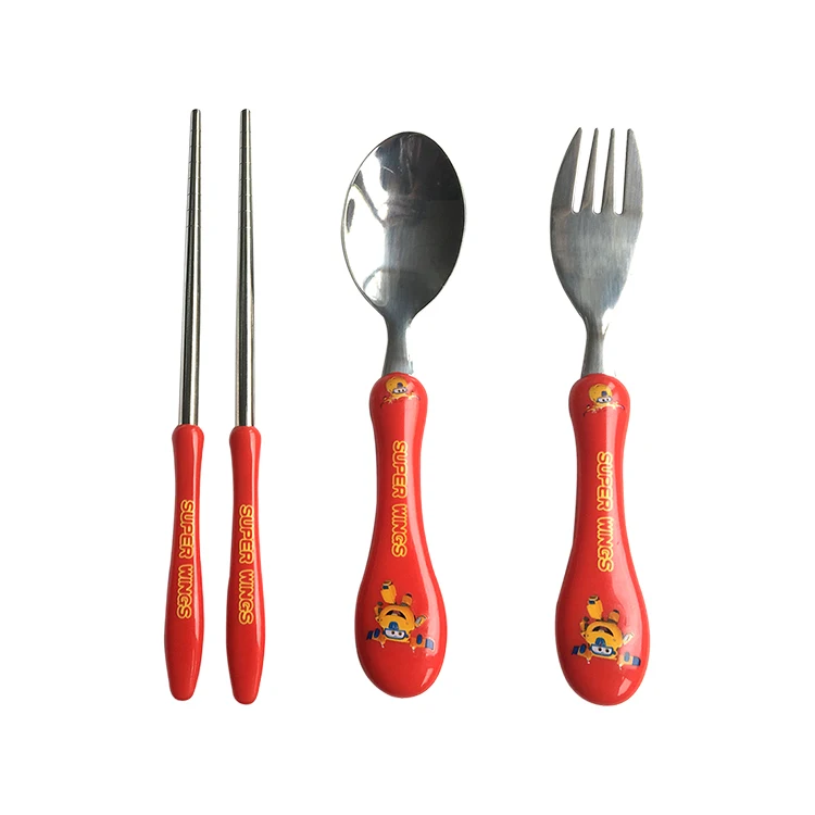 Promotion gift set kids spoon and fork chopsticks children cutlery set