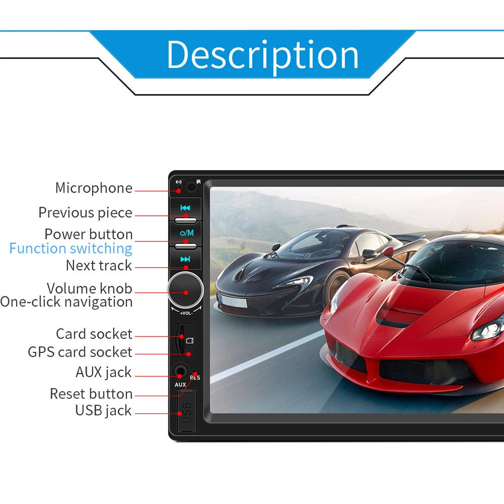 hot selling car MP5 radio auto universal multimedia device 2 din 7 inch IPS screen high quality radio BT aux connection