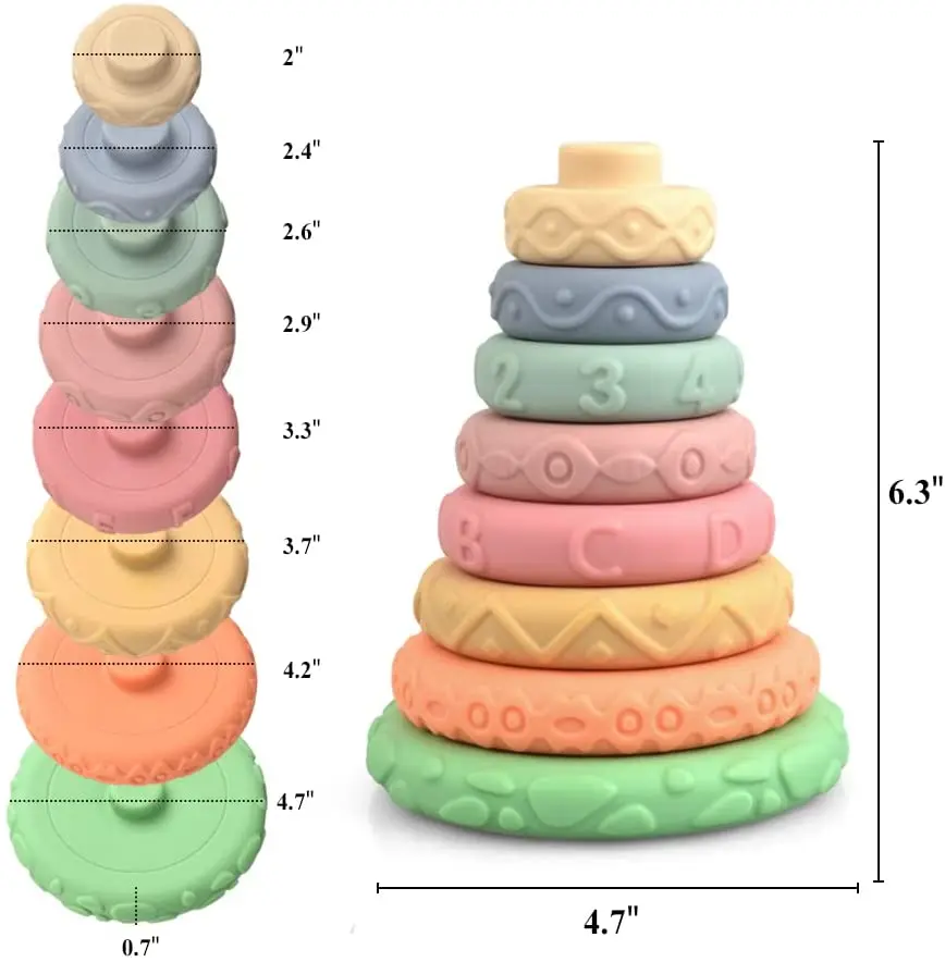 8 шт. Детские укладки и матрешка Игрушки силиконовые колец игрушка укладчик мягкие строительные блоки натуральные детские игрушки