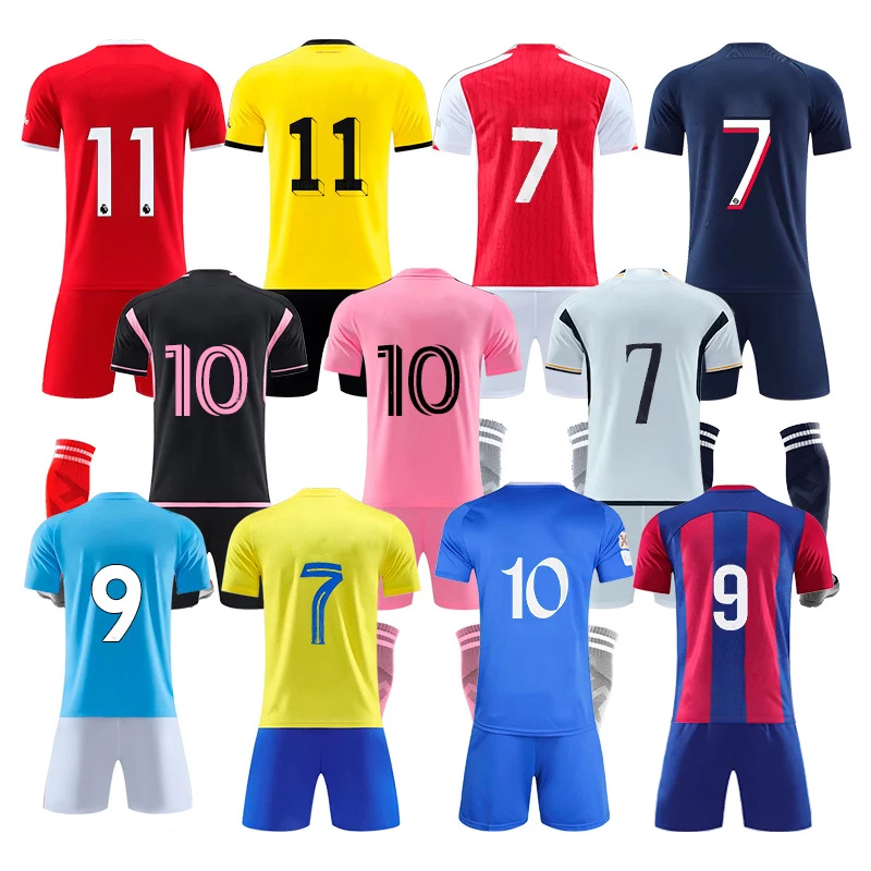 Оптовая продажа футбольные майки мирового Кубка Madrids Messi Neymar Portugal Ronaldo Mbappe Haaland Pedri комплект мужской униформы
