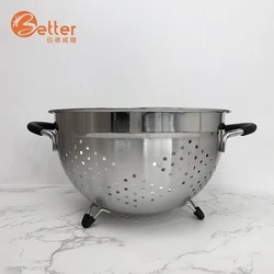 Custom Fruit Vegetable Pasta Large Stainless Bowl Steel Basket Strainer
