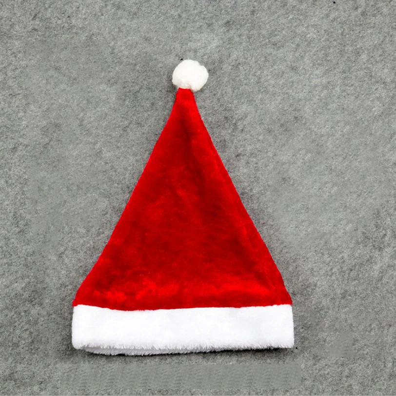 Зимние рождественские короткие плюшевые шапки Санта-Клауса с принтом на заказ